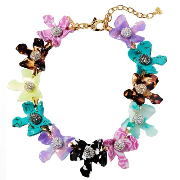 Lele Sadoughi Crystal Lily flower Collar Necklace jewelry new with dust bag - Picture 3 of 8